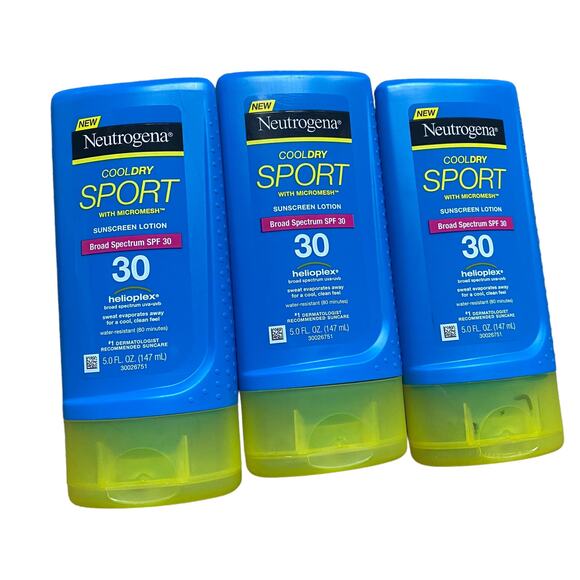 Neutrogena Cool Dry Sport Sunscreen Lotion SPF 30 5 Fl Oz Ea. - New x3